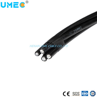 0.6/1kv Bajo voltaje Aerial Cable de paquete Eléctrico cable ABC Negro Cable de alimentación 4x16 4x25 4x50mm2